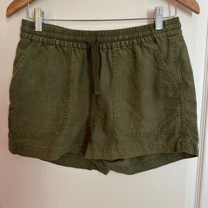 J. Crew Linen Draw String Pull on SHORTS Army Green  X-Small